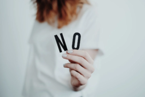 A person saying no to peer pressure